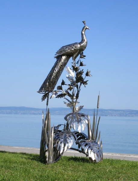 Große Pfau Gartenskulptur